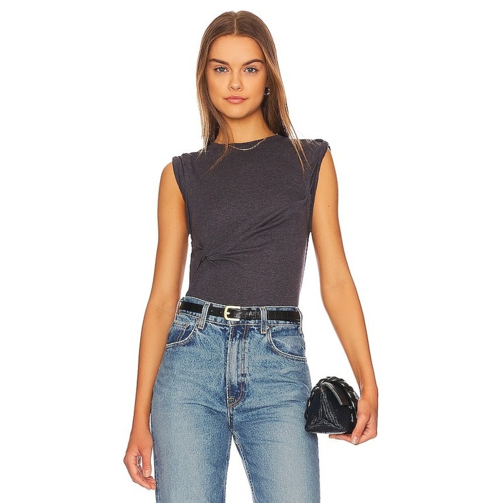 Free People We The Free Charcoal Twist Front Sleeveless Tee Top Extra Small